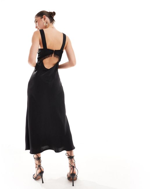 Bardot Black Satin Lace Insert Maxi Dress