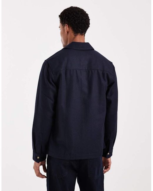 ASOS Blue Wool Mix Overshirt for men