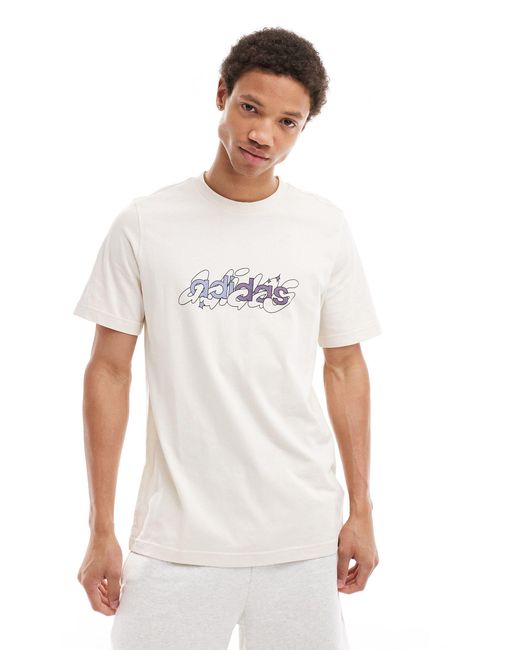 Camiseta blanca con estampado gráfico abombado Adidas Originals de hombre de color White