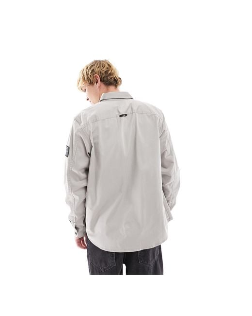 Camisa gris holgada con parche del logo Calvin Klein de hombre de color Gray