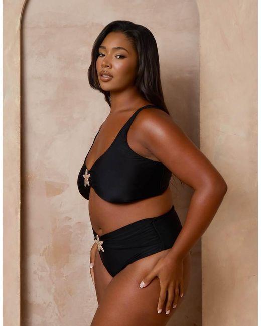 Moda Minx Curve Brown X Alessa Tyrrell-charles Starfish High Waisted Bottoms