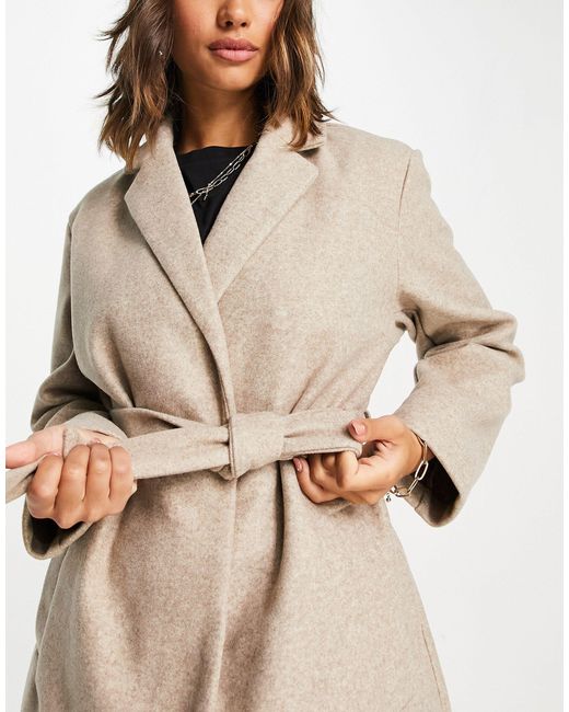 Grey ONLY Trillion Shorter Length Belted Coatigan in Grey Womens Clothing Coats Short coats 
