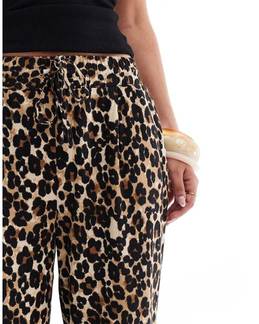 Vero Moda Broek Met Wijde Pijpen Van Linnenmix Met Luipaardprint in het Black