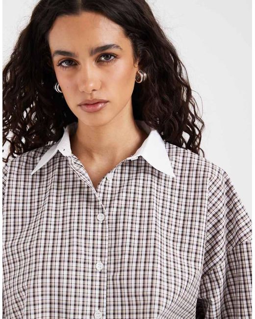 ASOS Gray Oversized Contrast Cuff Shirt