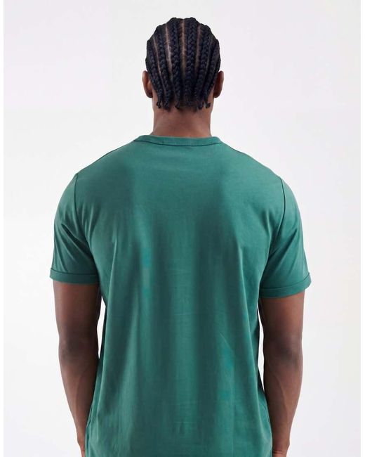 Fred Perry Green Ringer Short Sleeve T-shirt for men