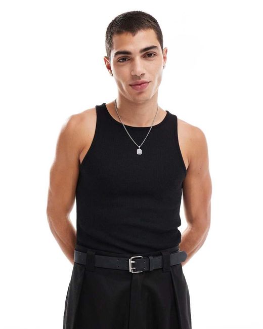 ASOS Black Muscle Fit Vest for men