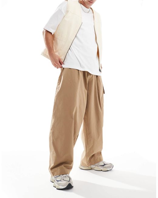 ASOS Natural Balloon Fit Cargo Trousers for men