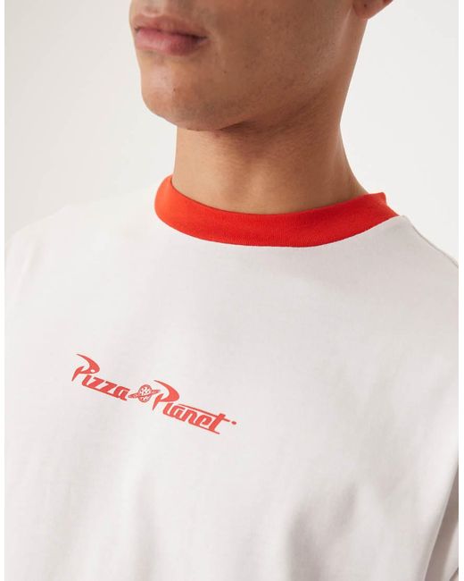 ASOS White Disney Pixar Unisex Oversized Toy Story Pizza Planet T-shirt