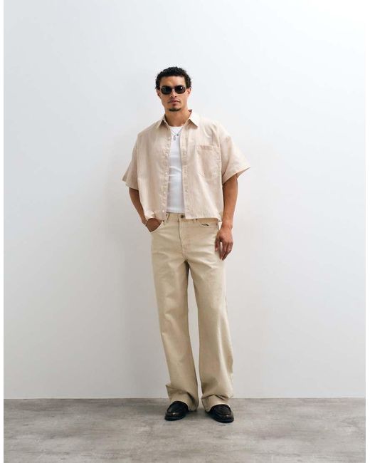 Reclaimed Vintage Natural Short Sleeve Boxy Shirt for men