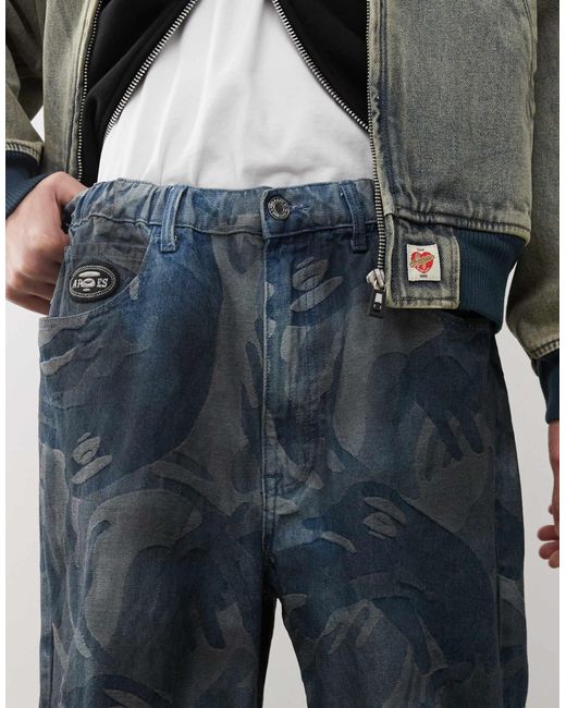 Aape By A Bathing Ape – lockere jeans mit jacquard-muster und waschung in Blue für Herren