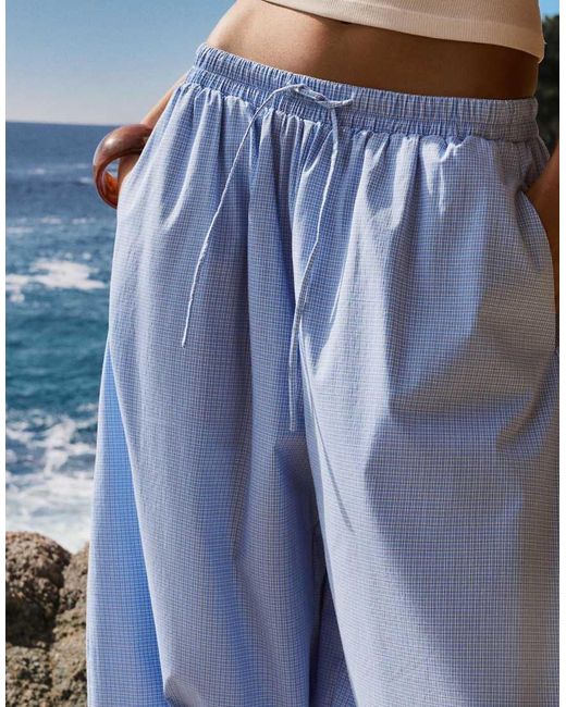 Bershka Blue Poplin Bloomer Trousers