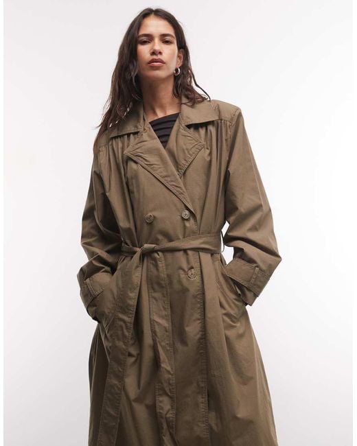 Monki Brown Longline Trench Coat