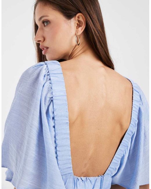 Vero Moda Blue Volume Sleeve Tiered Maxi Dress