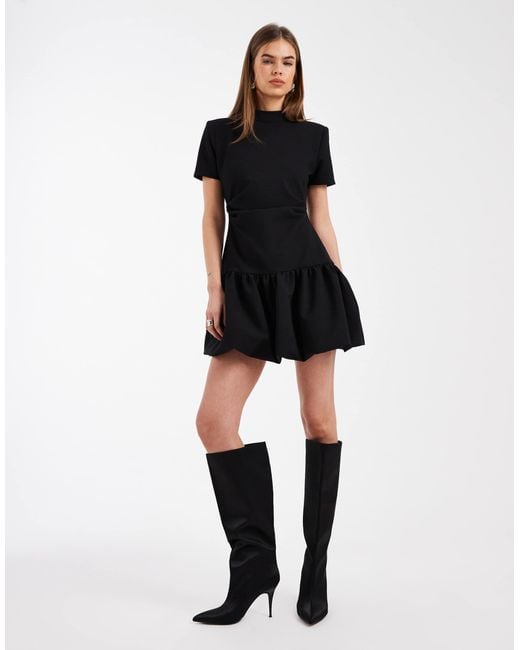 ASOS Black Structured Bubble Hem Mini Dress
