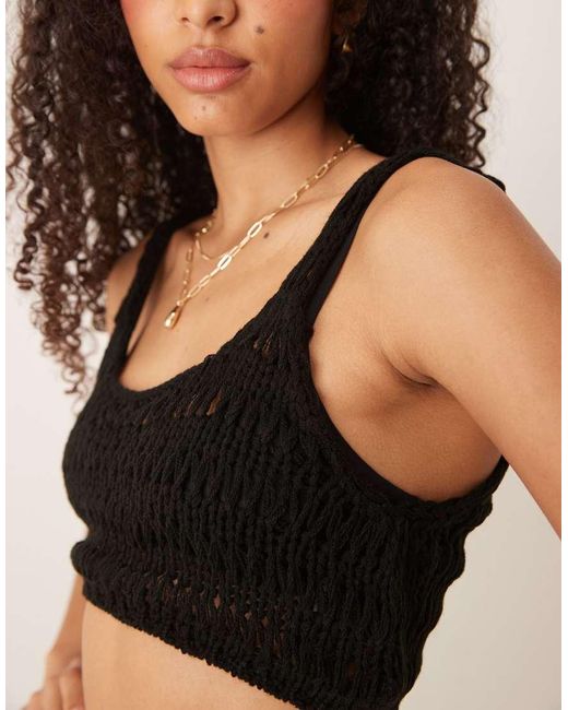 ASOS Black Knitted Beach Crop Top