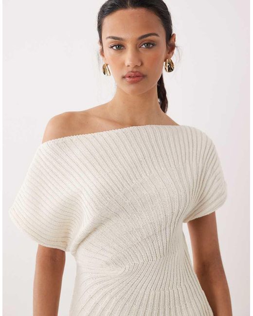 ASOS Natural Knitted Cinched Pleated Top