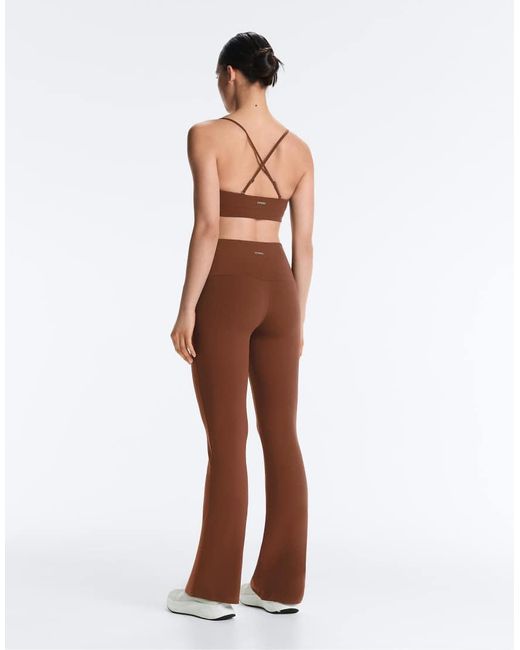 Oysho Brown Comfortlux High-Rise Flare Trousers