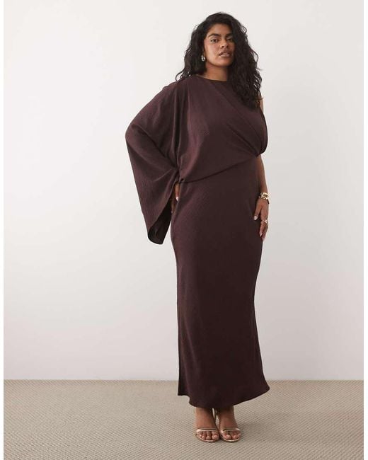 ASOS Brown Asos Design Curve One Shoulder Drape Back Column Maxi Dress