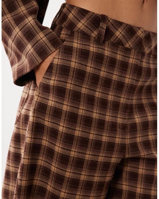 ASOS Brown Brushed Checked Tailored Pants