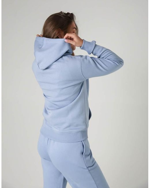 French Connection Blue Cotton Blend Drawcord Kangaroo Pocket Hoody