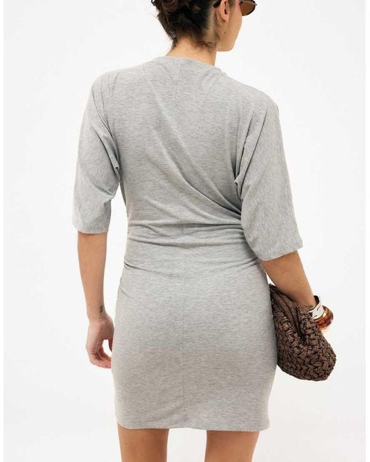 NA-KD Gray Soft Cotton Mini Jersey Dress