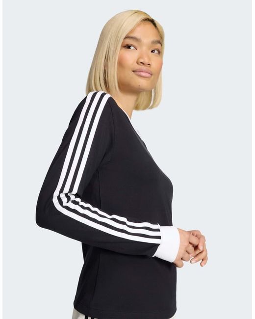 Adidas Originals Blue 3 Stripes Long Sleeve (slim) T-shirt