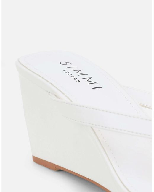SIMMI Brown Immy Toe Post Wedge Sandals