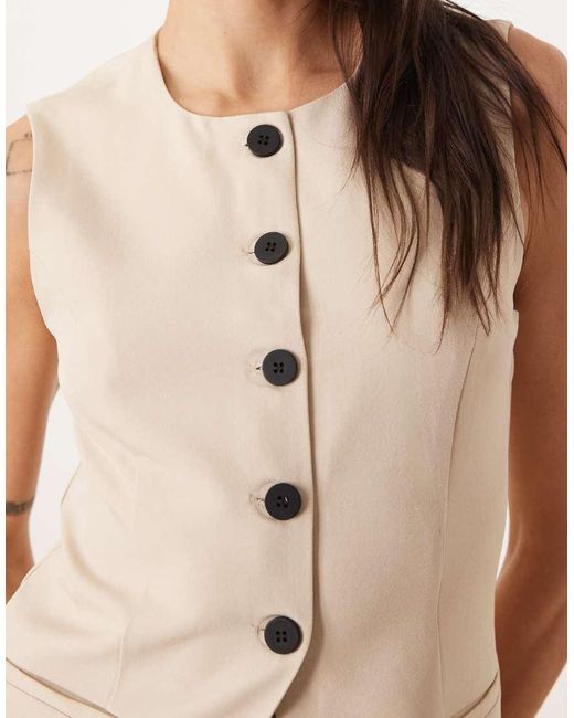 JDY Tall Natural Longline Button Through Waistcoat Co-ord