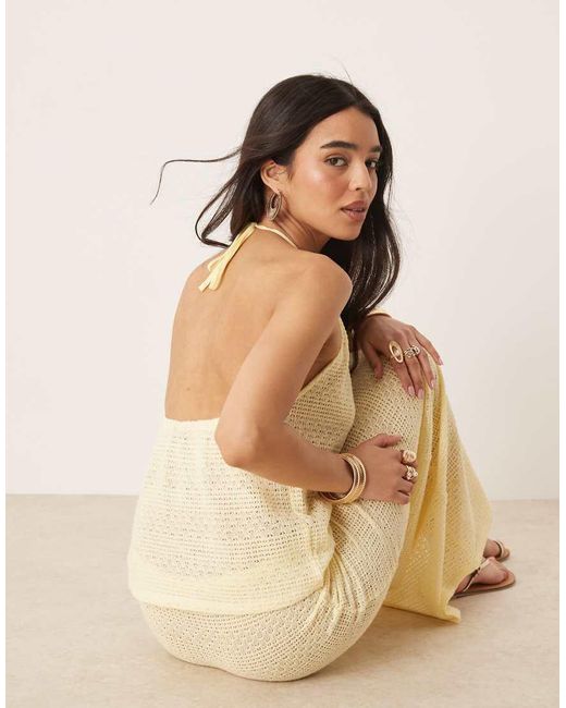 Gina Tricot Natural Co-ord Halterneck Crochet Top