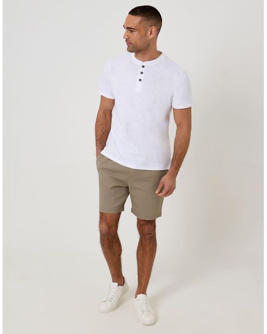 Threadbare Natural Shorter Length Stretch Chino Shorts for men