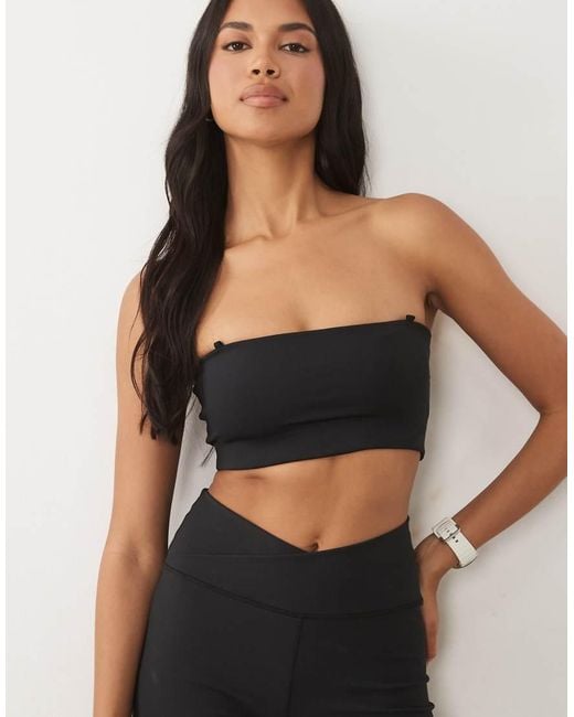 4505 Black Active Light Support Bandeau Sports Bra With Removable Straps