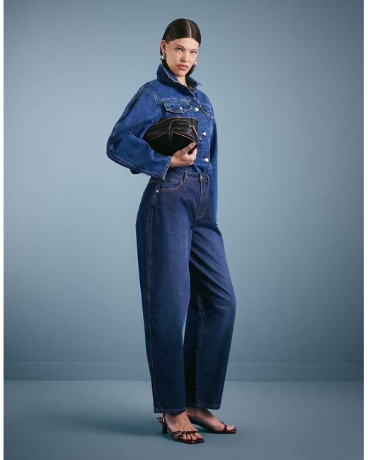 Miss Selfridge Blue Barrel Leg Jeans