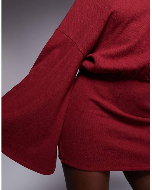 ASOS Red Supersoft Wide Long Sleeve Blouson Mini Dress