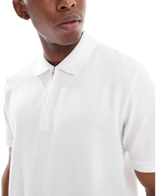 Jack & Jones White Zip Polo for men