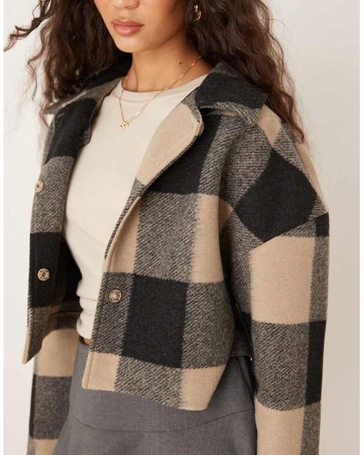 Gina Tricot Brown Relaxed Fit Cropped Jacket