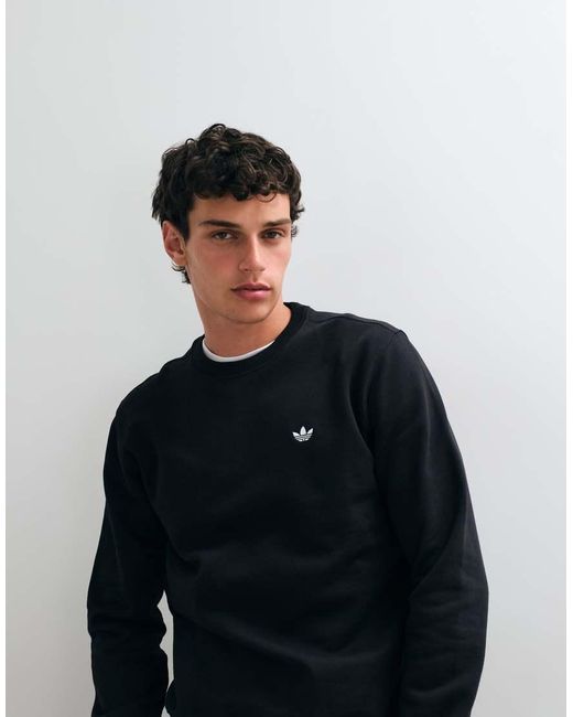 Adidas Originals Black Trefoil Essentials Small Logo Sweatshirt for men