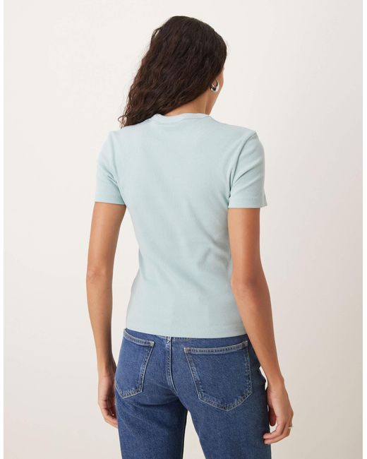 Calvin Klein Blue – figurbetontes, geripptes t-shirt
