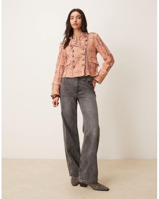 Free People Red Lotty Jacquard Jacket