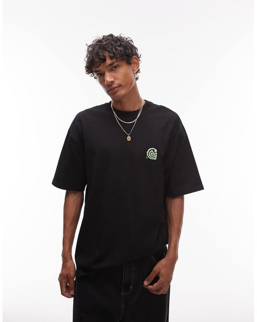 Camiseta Negra De Corte Suelto Con Detalle Estampado Helix De Carhartt de hombre de color Black