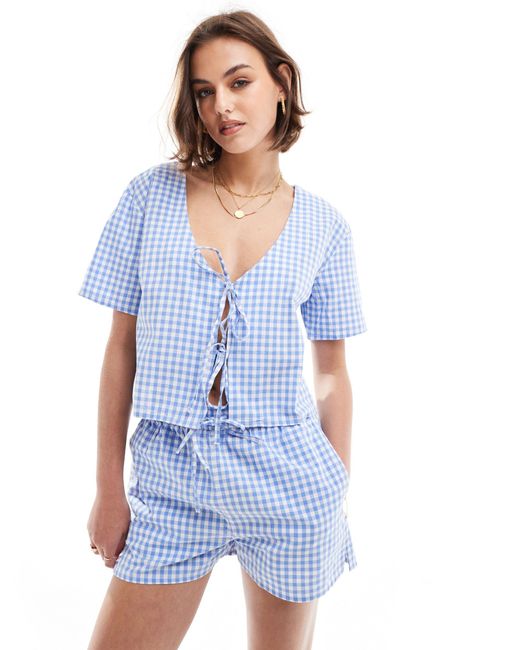 ASOS Blue Top With Tie Front