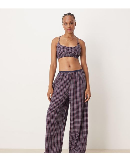 Pantalones De Pijama A Cuadros Rojos Y Azules De Pernera Ancha Con Cinturilla Elástica De Asos Design Tall ASOS de color Purple