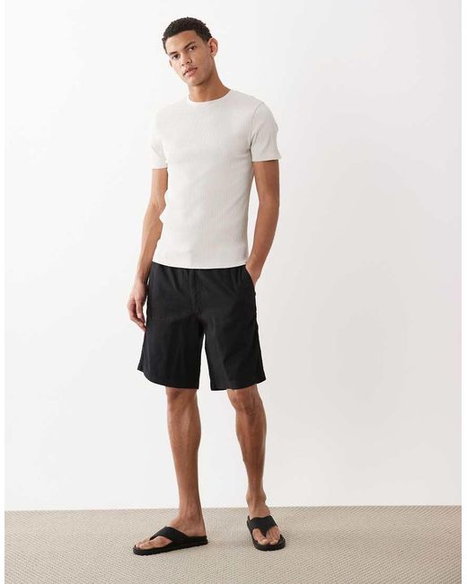Jack & Jones White 2 Pack Linen Mix Shorts for men
