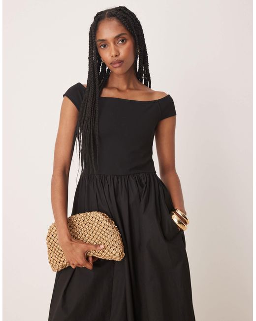 Nobody's Child Black Bardot Midi Dress