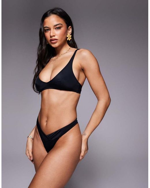 ASOS Blue Maya Seville Soft V Neck Crop Bikini Top