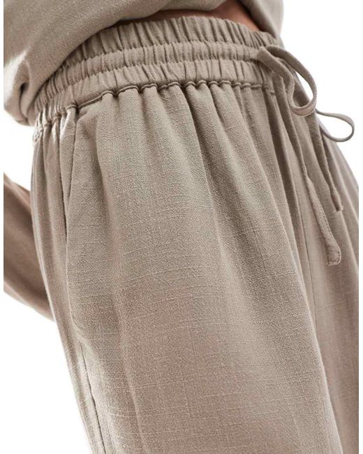 SELECTED White Linen Touch Wide Fit Trousers