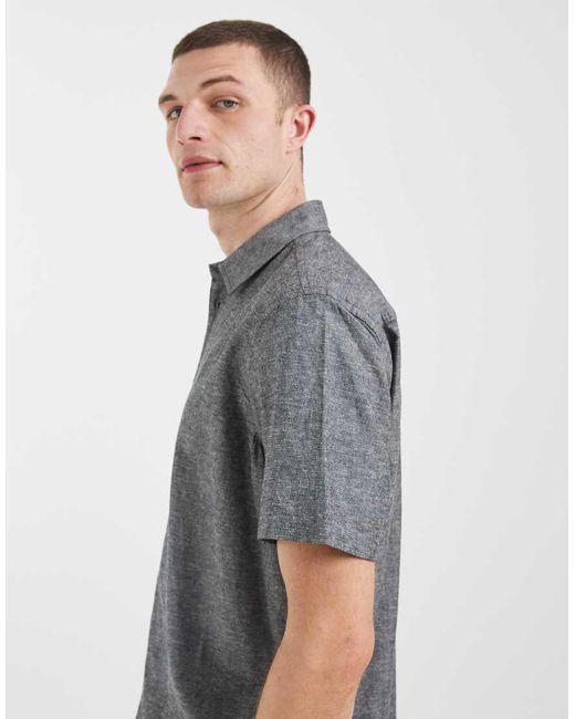 Blend Gray Cotton-linen Regular Fit Shirt for men