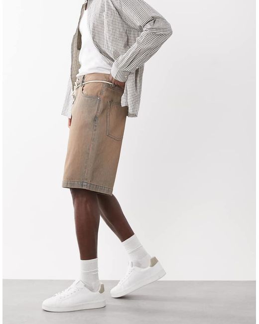ASOS Natural Loose Denim Jorts for men