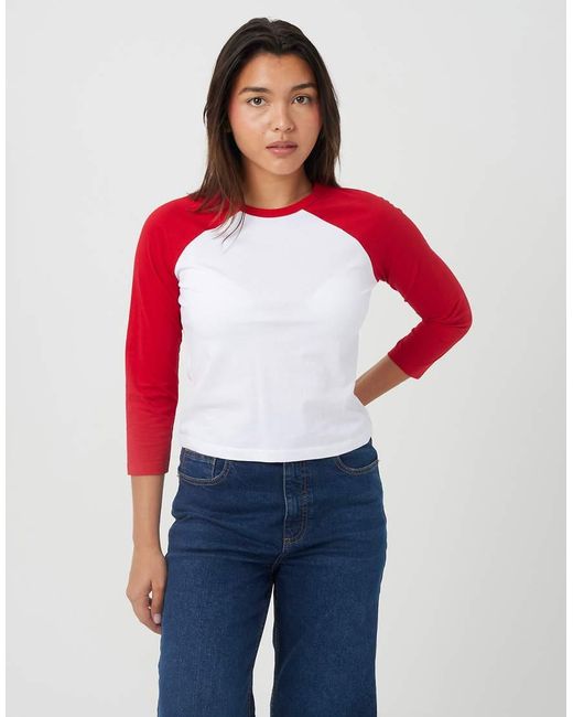 Brave Soul Red Contrast Raglan Long Sleeve T-Shirt