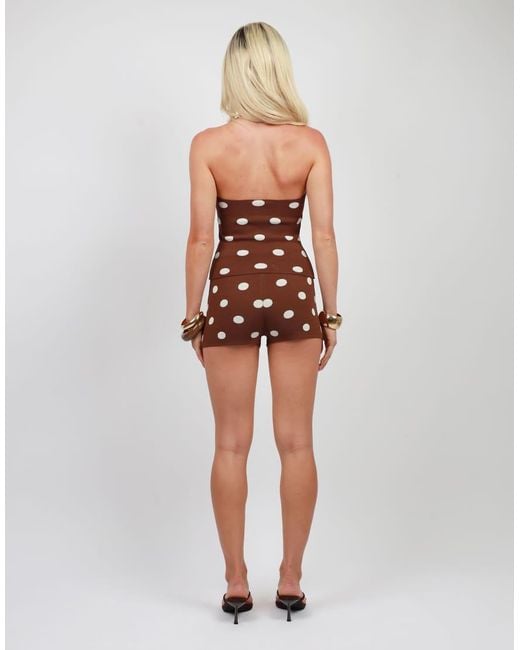 SIMMI Brown Polka Dot Knitted Mini Shorts