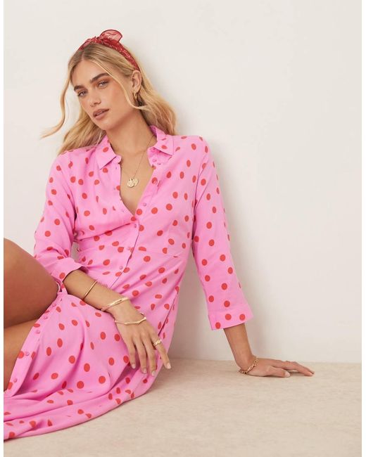 Y.A.S Pink Maxi Shirt Dress
